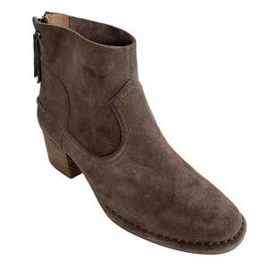 New UGG Brown Suede Short Ankle Boots Stacked Heel 6